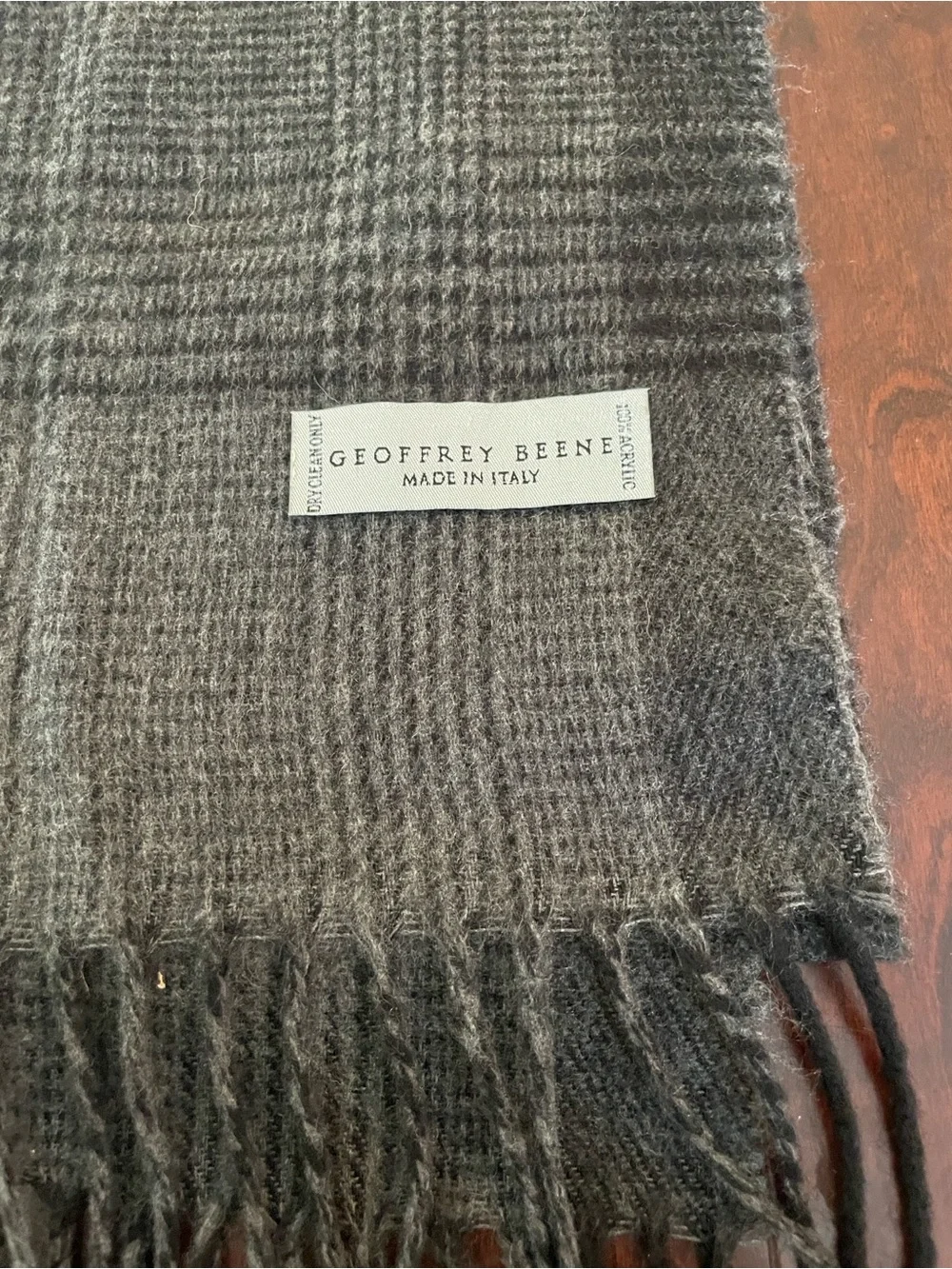 Geoffrey Beene Charcoal Checkered Men's Scarf